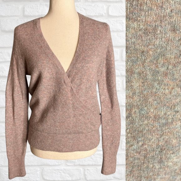 Madewell Light Pink Purple V-Neck Faux Wrap Ballet Sweater Size Small Wool Blend - Picture 1 of 9